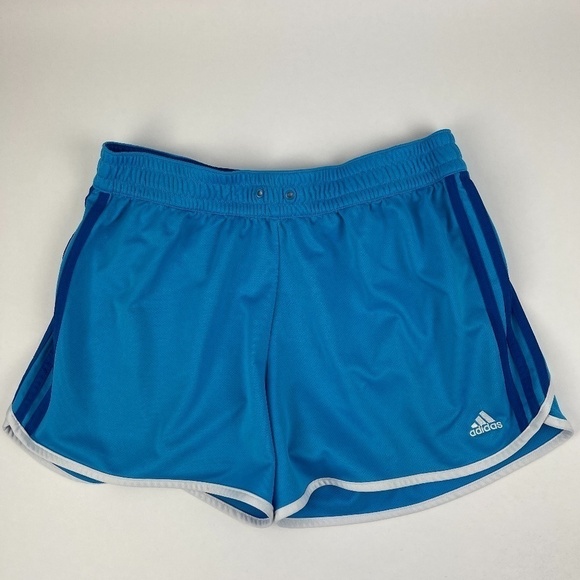 Adidas Athletic Shorts Womens Large Blue Elastic Waist - Picture 1 of 9